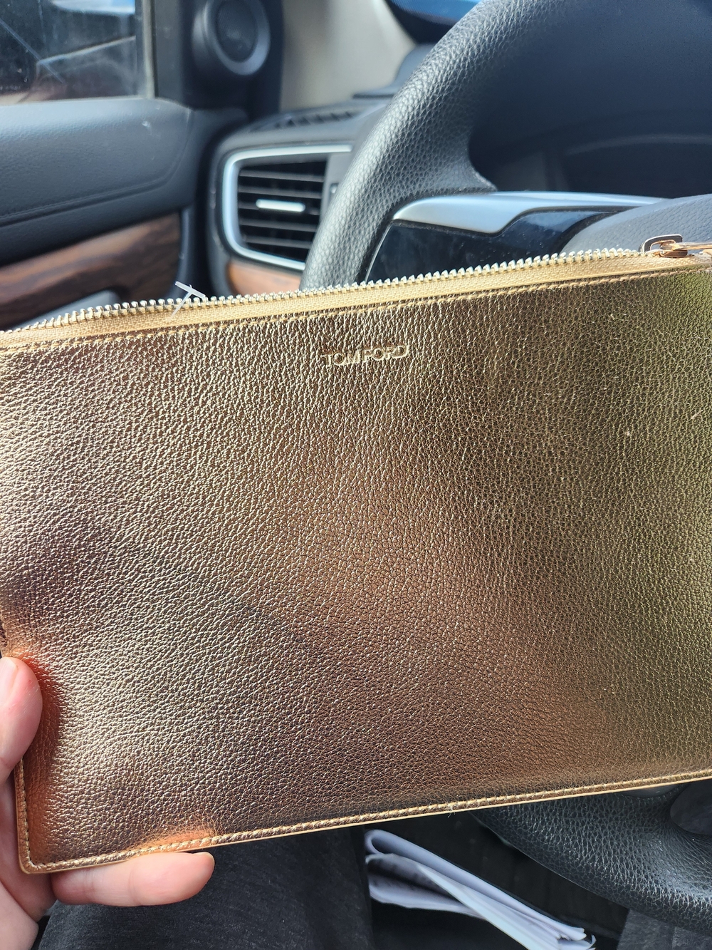 Tom Ford Metallic Gold Cosmetic Pouch